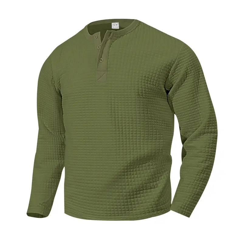 Men's Beige Waffle Knit Long Sleeve T-Shirt — feature 42