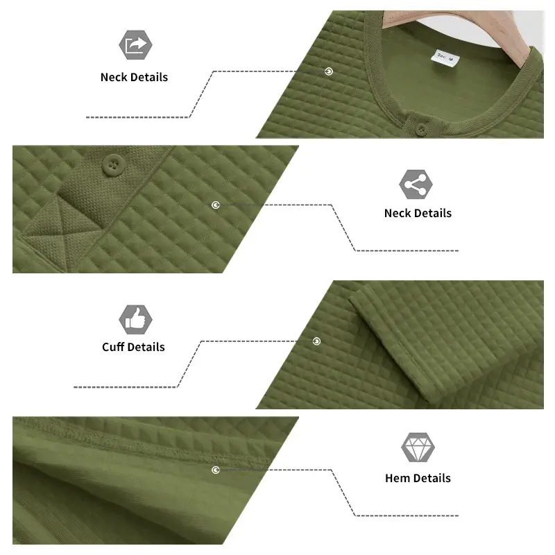 Men's Beige Waffle Knit Long Sleeve T-Shirt — feature 44