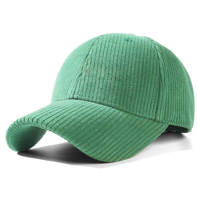Green Corduroy Baseball Cap for Women Winter Warm - Image 2