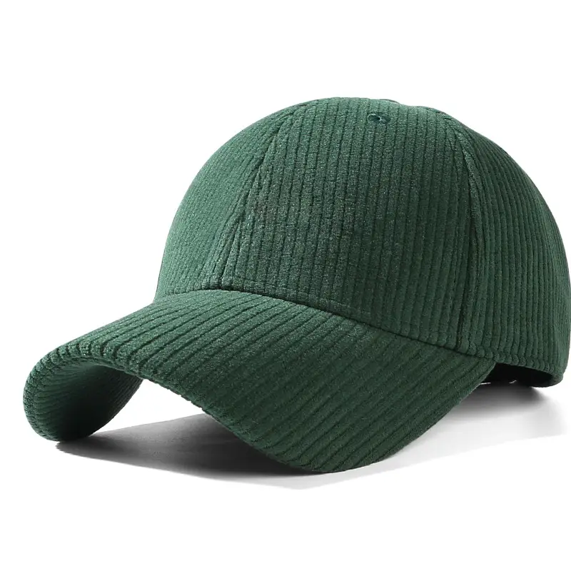 Green Corduroy Baseball Cap for Women Winter Warm - Image 3