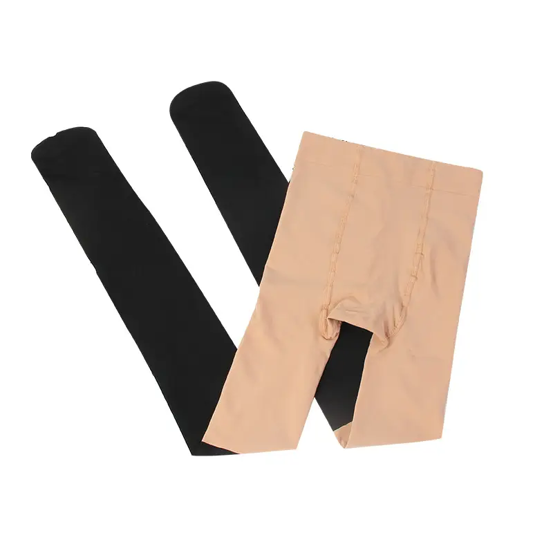 Women Seamless Calf Socks Pantyhose Black Beige