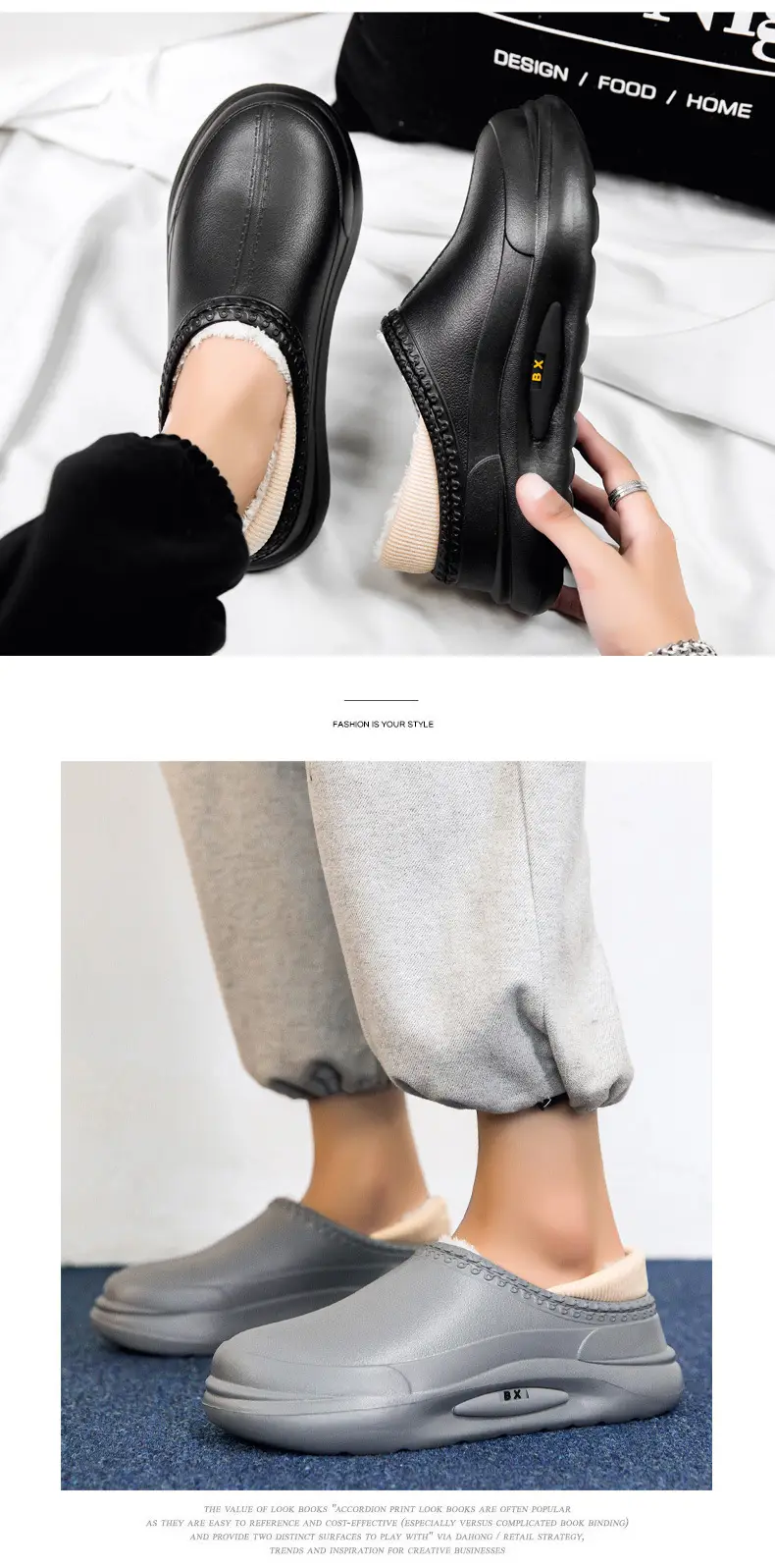 Winter new cotton slippers with heel indoor warm drooping feeling Men's Home cotton shoes waterproof lazy shoes woolen slippers — feature 10