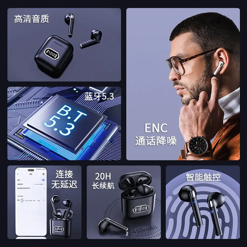 Amazon Bluetooth Headset High-Quality Sound ENC Call Noise Reduction Wireless Semi-In-Ear New Model Ultra-Long Battery Life J15 - Image 3