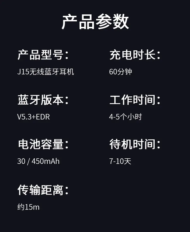 Amazon Bluetooth Headset High-Quality Sound ENC Call Noise Reduction Wireless Semi-In-Ear New Model Ultra-Long Battery Life J15 β feature 14