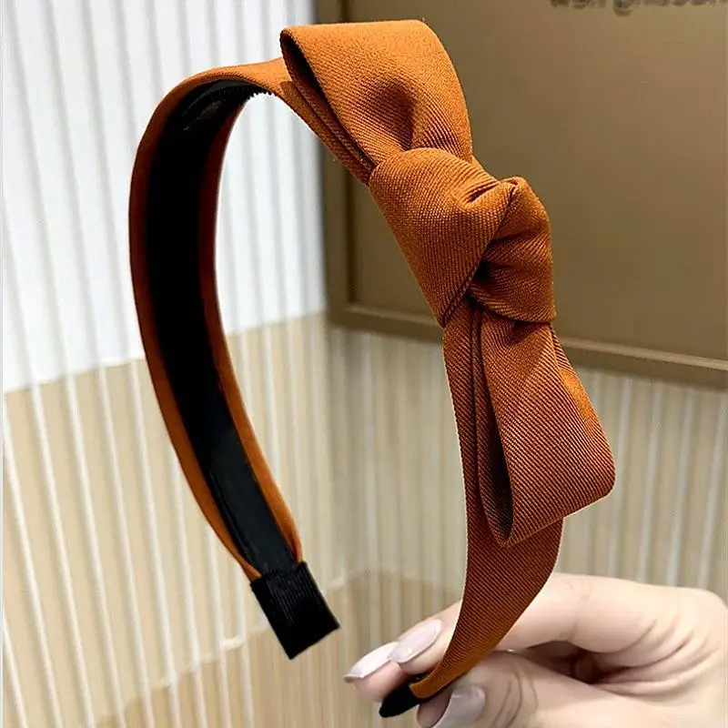 Korean Style Bow Hairpin Headband with Black & Beige - Image 6