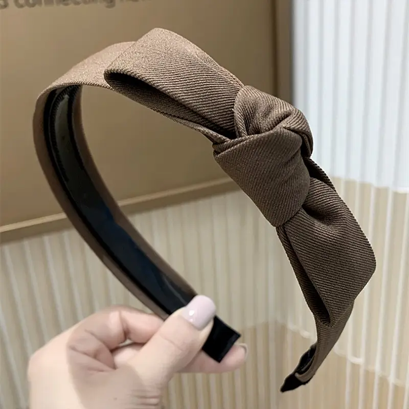 Korean Style Bow Hairpin Headband with Black & Beige — feature 4