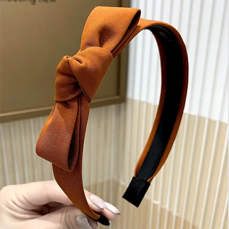 Korean Style Bow Hairpin Headband with Black & Beige — feature 6