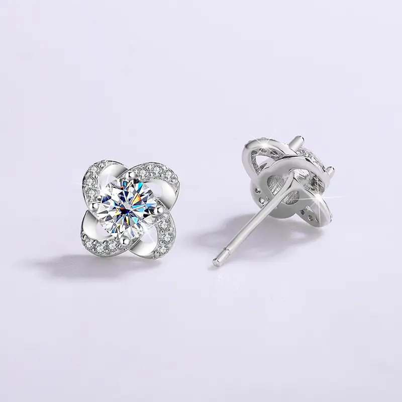 Mosan Diamond Lucky Grass Earrings Sterling Silver - Image 3
