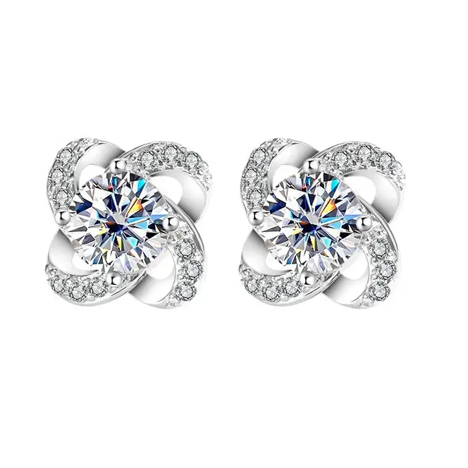 Mosan Diamond Lucky Grass Earrings Sterling Silver - Image 5