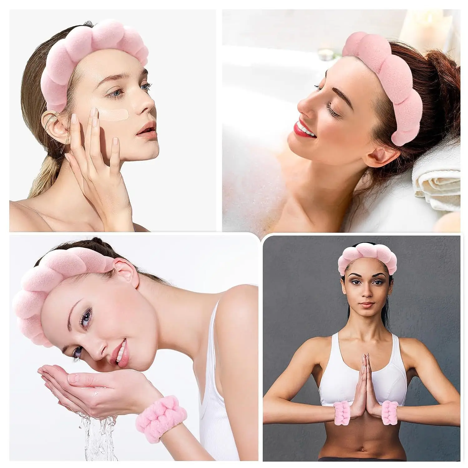 Girls Pink Sponge Headband with Face Wash - Image 28