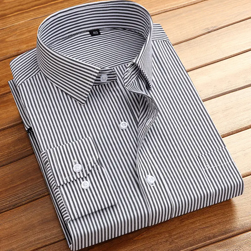 Men Striped Slim Fit Shirt Spring Autumn - Image 3