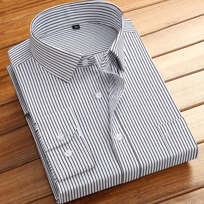 Men Striped Slim Fit Shirt Spring Autumn - Image 4