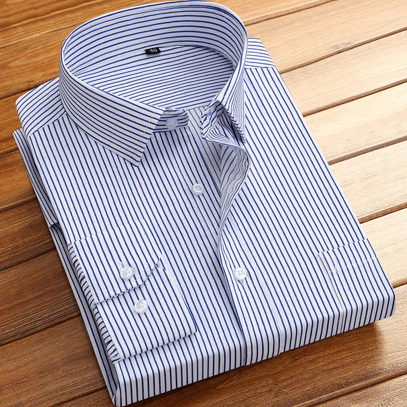 Men Striped Slim Fit Shirt Spring Autumn - Image 5