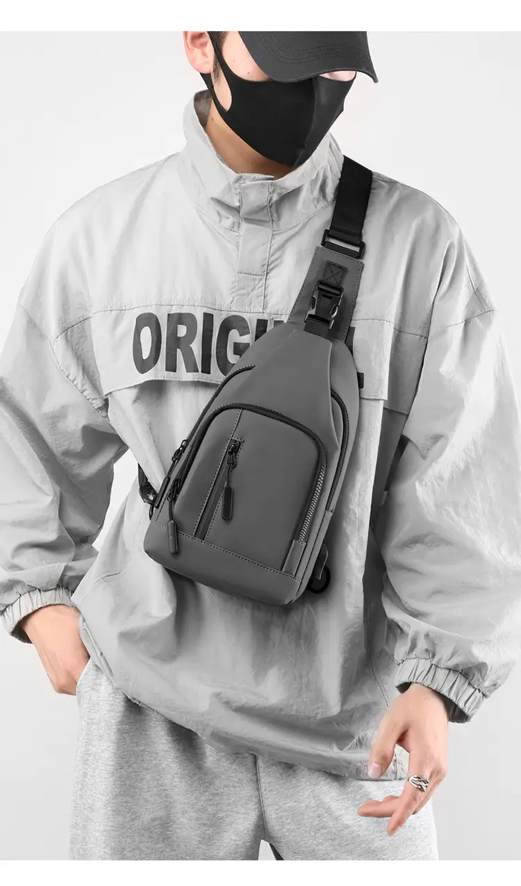 Men's Black Urban Chest Bag Shoulder Messenger Travel — feature 20