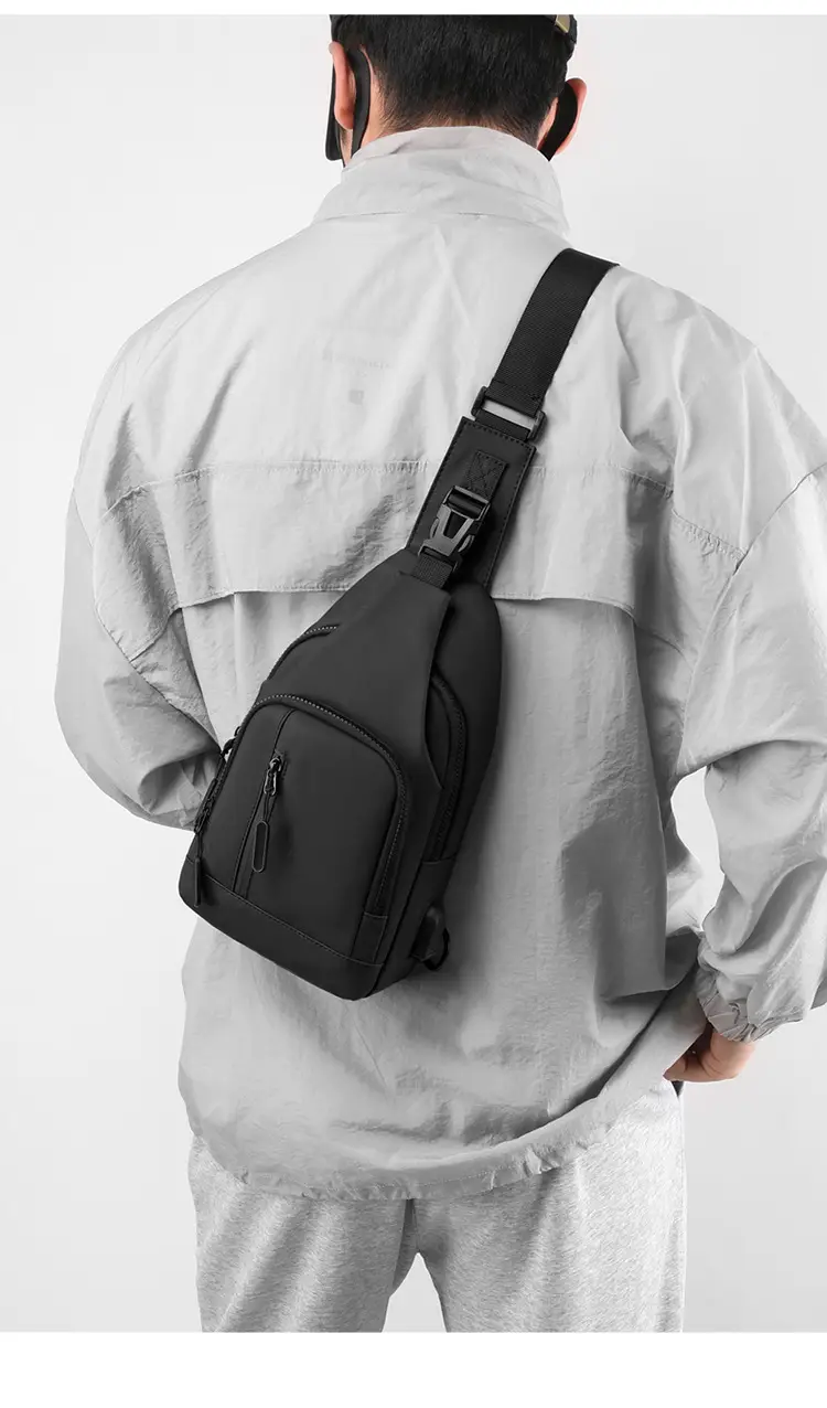 Men's Black Urban Chest Bag Shoulder Messenger Travel — feature 22