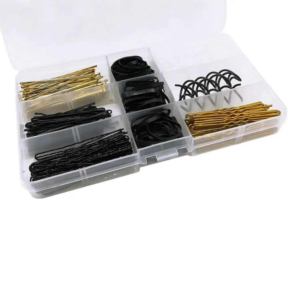 Hair Clip Set with Rubber Band & U-Shaped Clips