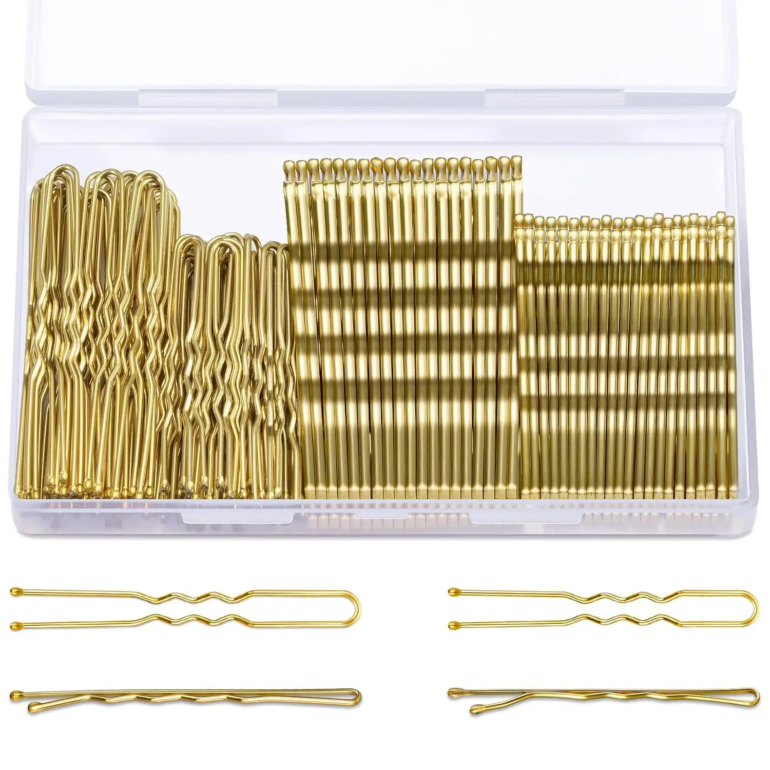 Hair Clip Set with Rubber Band & U-Shaped Clips