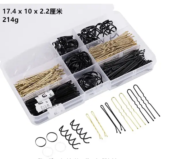 Hair Clip Set with Rubber Band & U-Shaped Clips