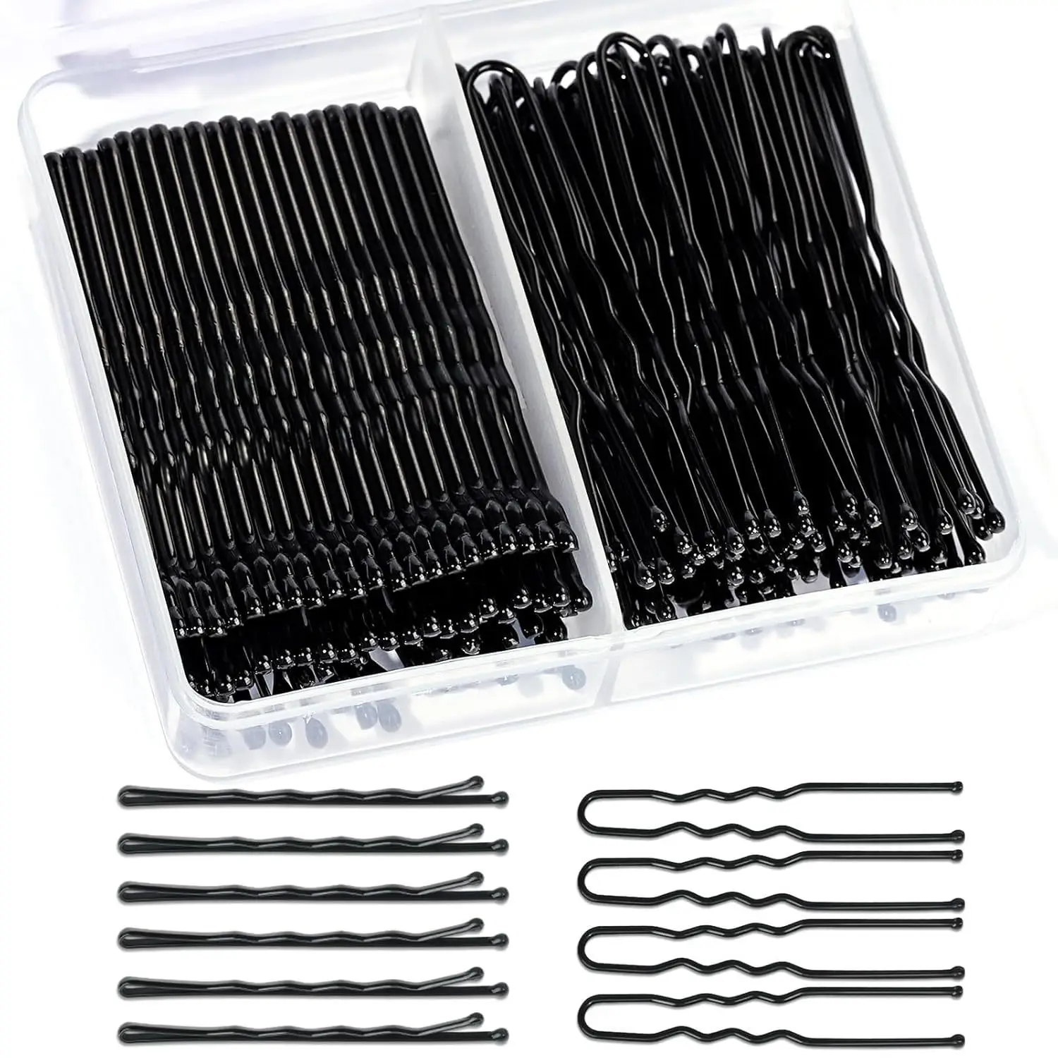 Hair Clip Set with Rubber Band & U-Shaped Clips