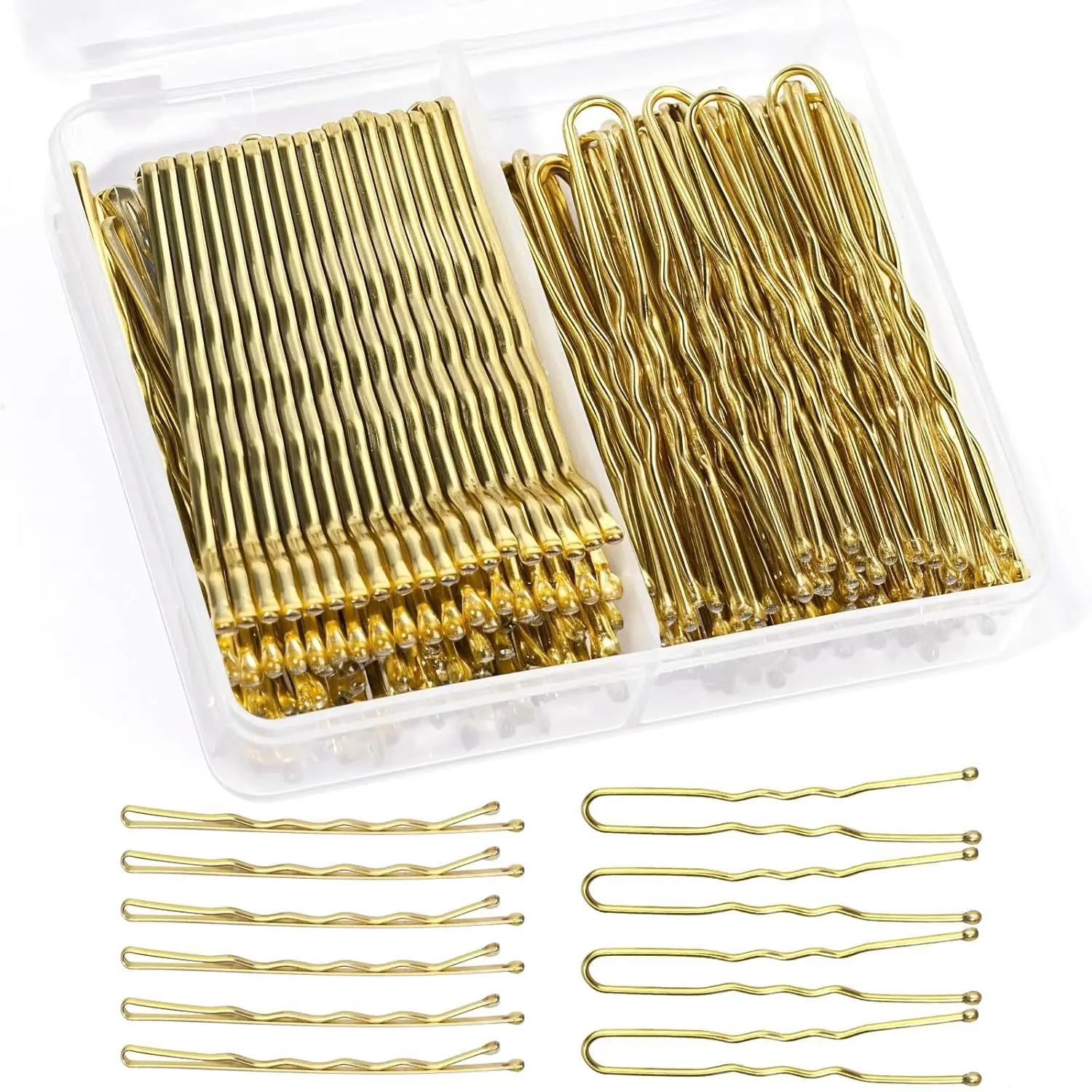 Hair Clip Set with Rubber Band & U-Shaped Clips