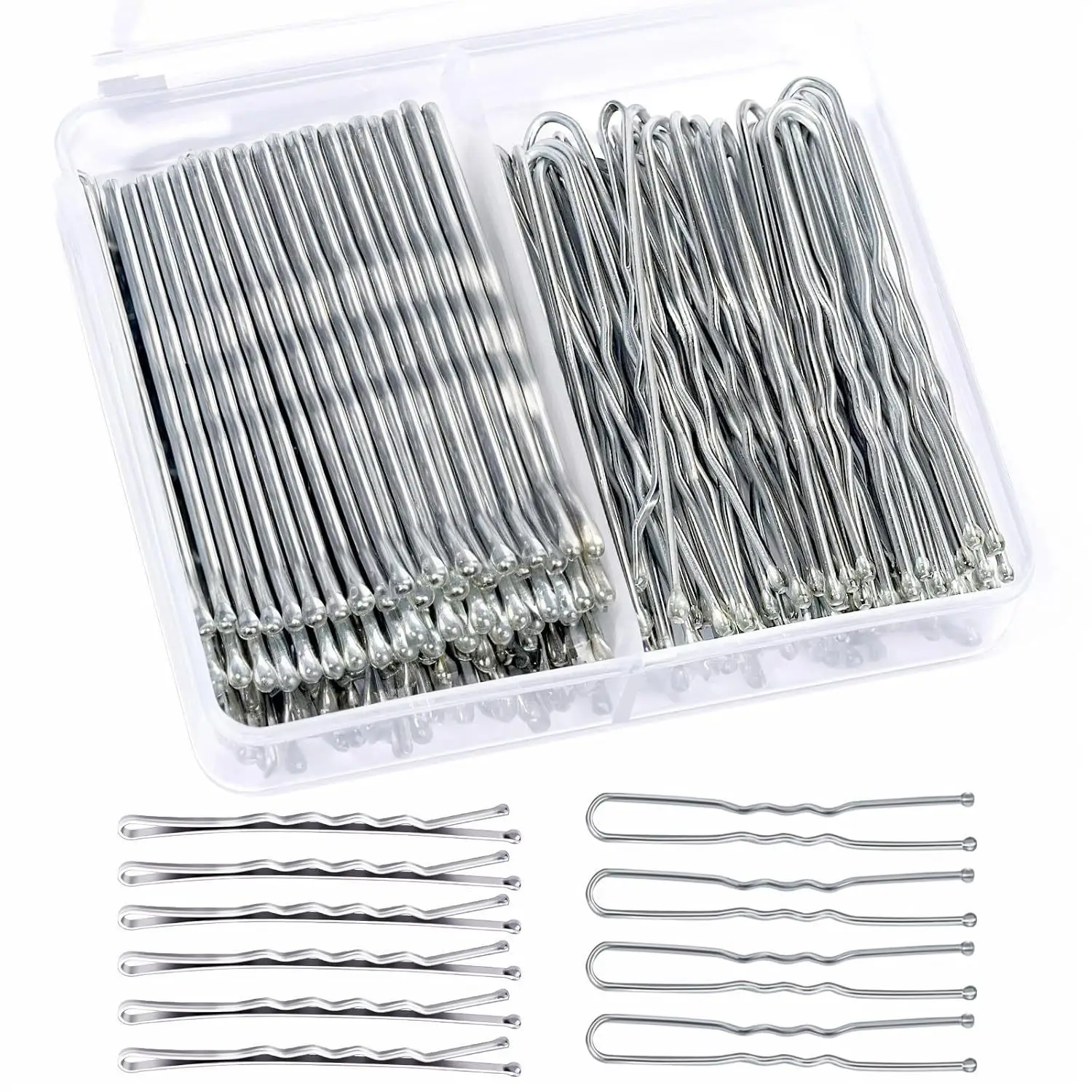Hair Clip Set with Rubber Band & U-Shaped Clips