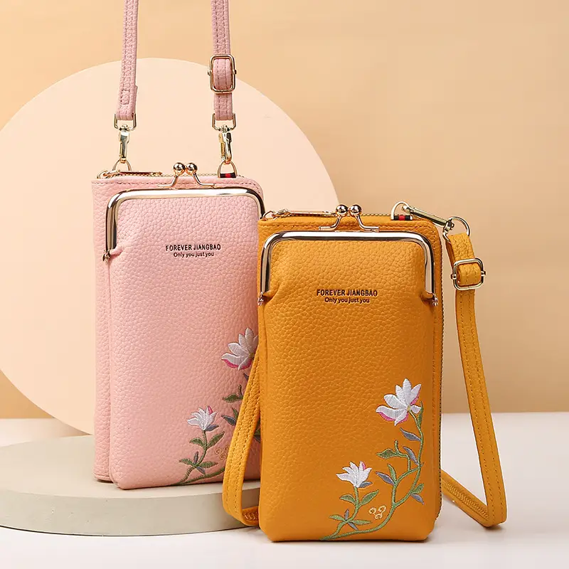 Korean Lychee Embroidered Crossbody Bag Yellow - Image 7