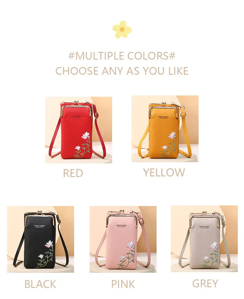 Korean Lychee Embroidered Crossbody Bag Yellow — feature 11