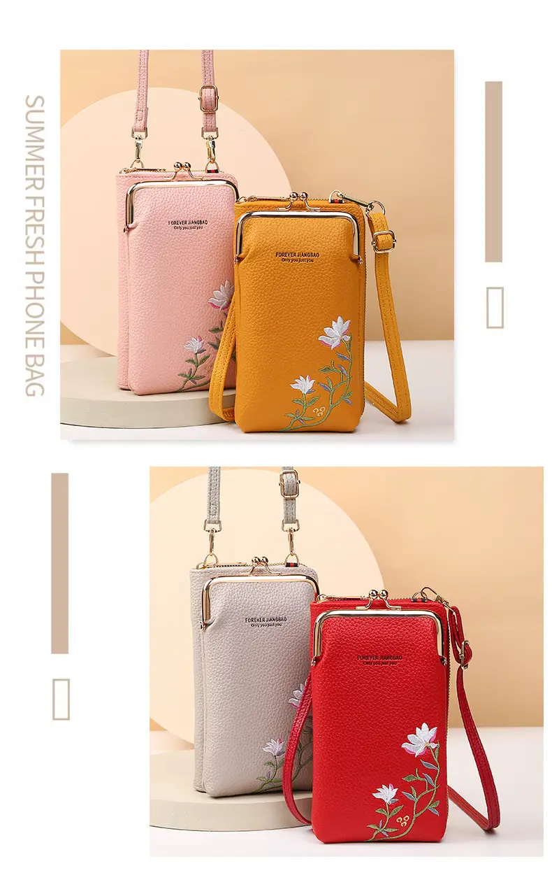 Korean Lychee Embroidered Crossbody Bag Yellow — feature 24
