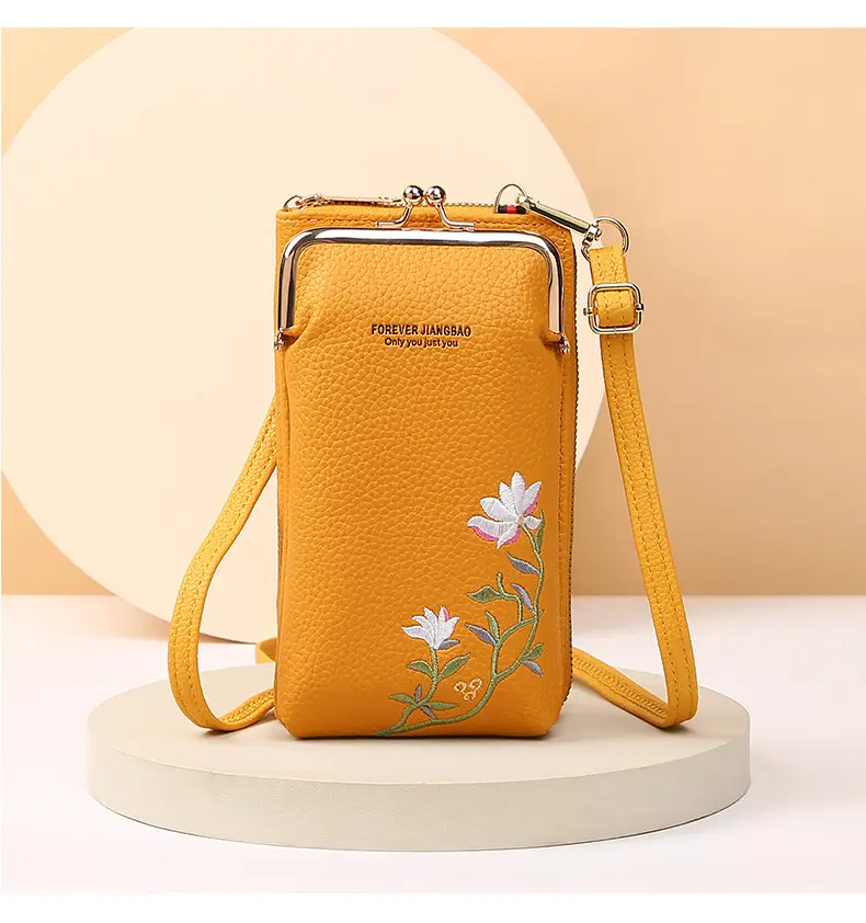 Korean Lychee Embroidered Crossbody Bag Yellow — feature 26