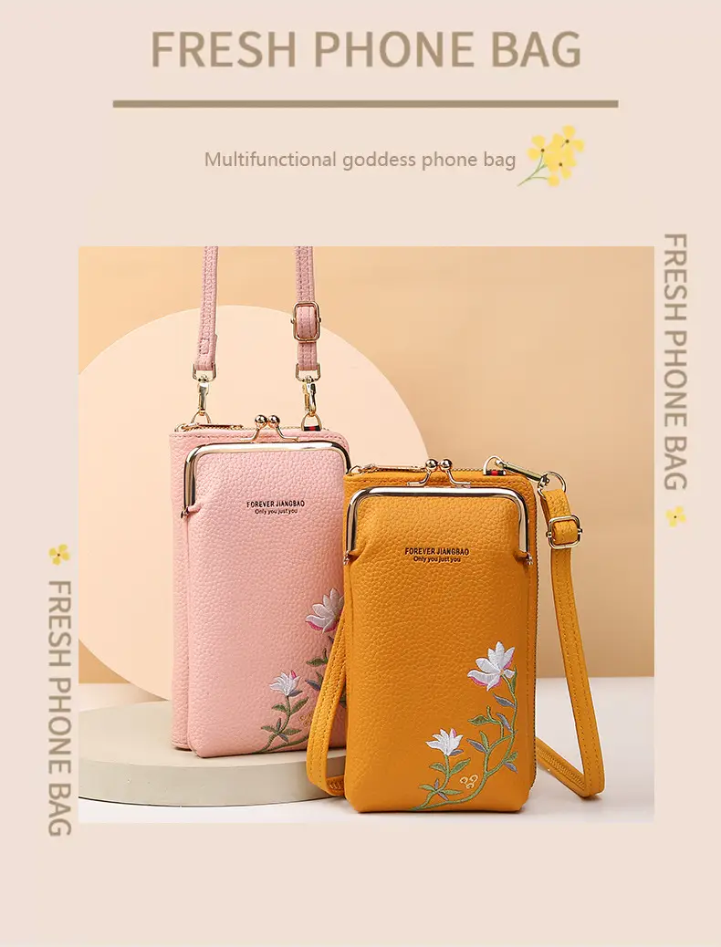 Korean Lychee Embroidered Crossbody Bag Yellow — feature 4