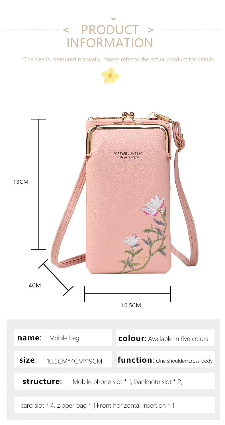 Korean Lychee Embroidered Crossbody Bag Yellow — feature 9