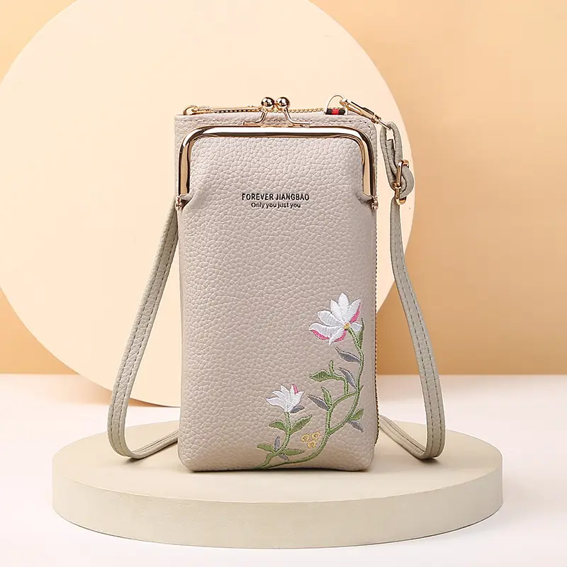 Korean Lychee Embroidered Crossbody Bag Yellow - Image 4