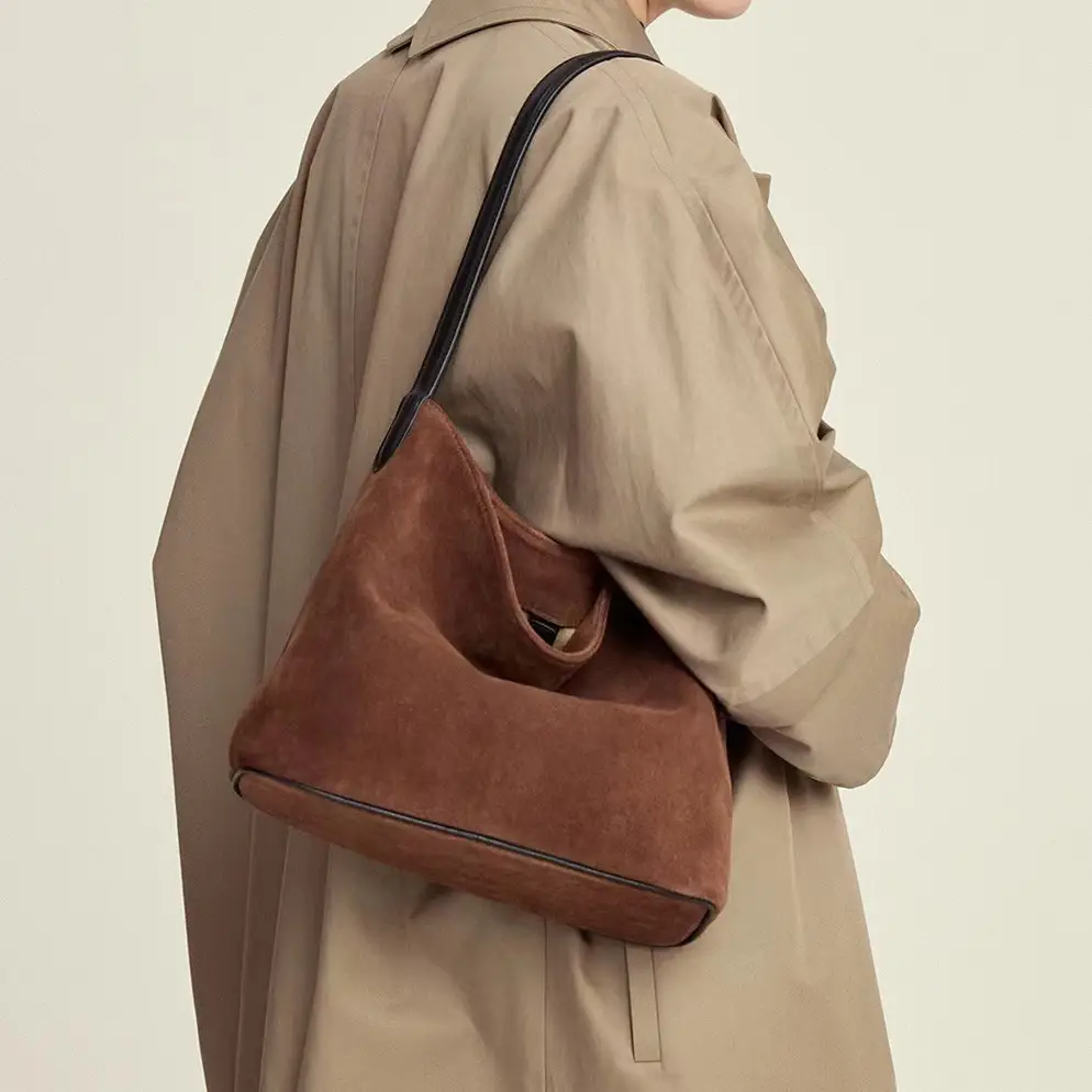 2024 New Bucket Bag Lazy Style Imitation Suede Tote Bag Retro Trendy Shoulder Bag Underarm Bag Large Capacity — feature 12