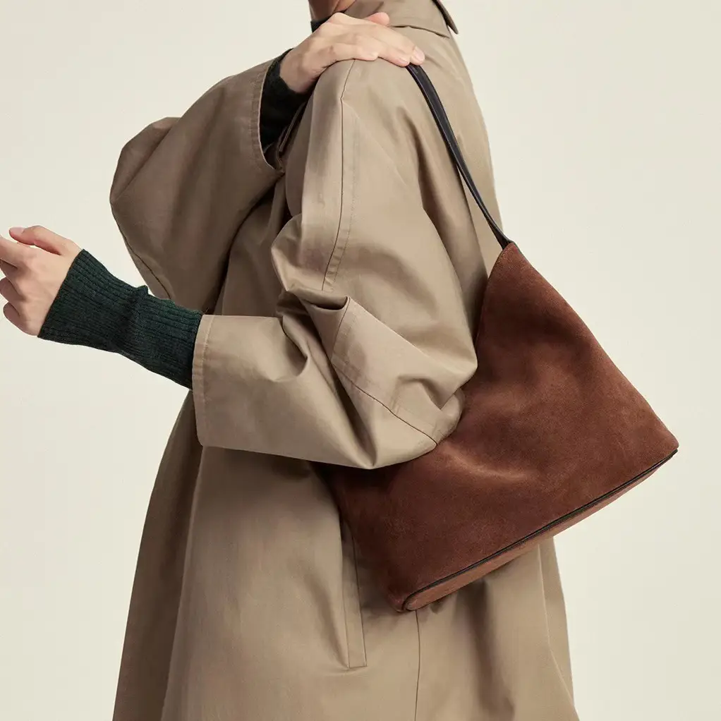 2024 New Bucket Bag Lazy Style Imitation Suede Tote Bag Retro Trendy Shoulder Bag Underarm Bag Large Capacity — feature 15