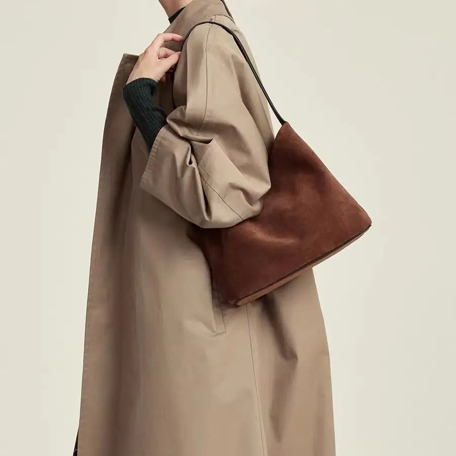 2024 New Bucket Bag Lazy Style Imitation Suede Tote Bag Retro Trendy Shoulder Bag Underarm Bag Large Capacity — feature 2