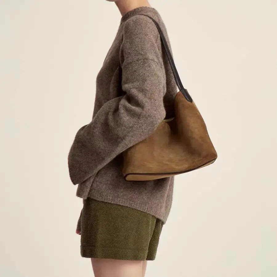 2024 New Bucket Bag Lazy Style Imitation Suede Tote Bag Retro Trendy Shoulder Bag Underarm Bag Large Capacity — feature 6