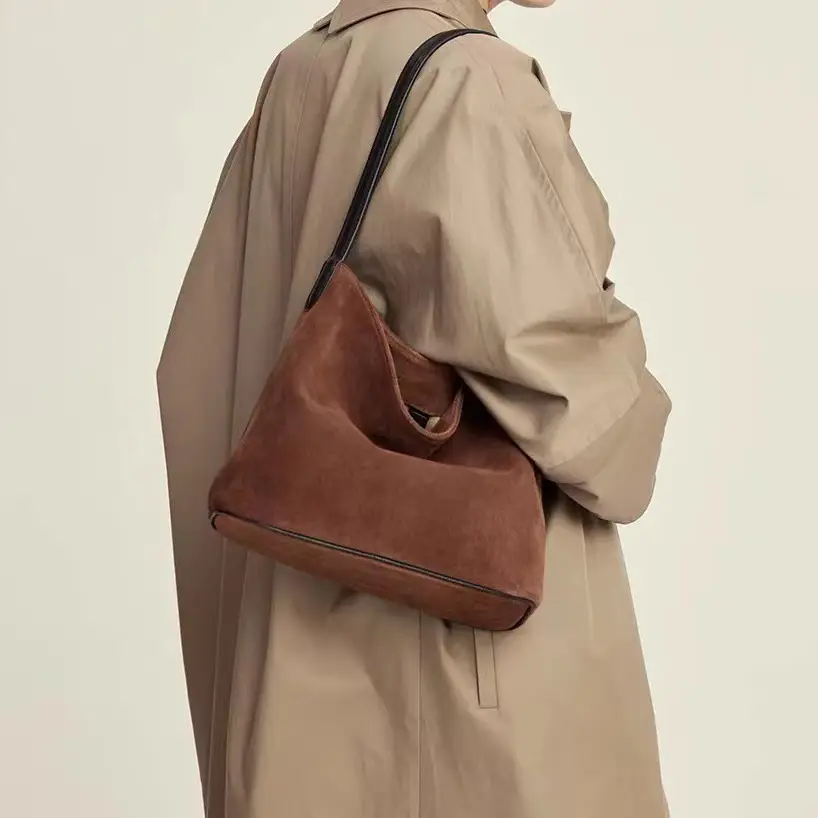 2024 New Bucket Bag Lazy Style Imitation Suede Tote Bag Retro Trendy Shoulder Bag Underarm Bag Large Capacity — feature 9