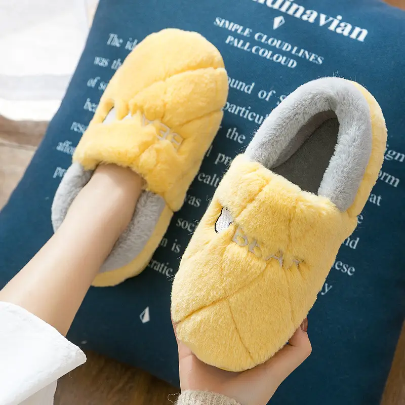 Winter bag heel indoor household thick-soled cotton slippers women's home slippers suede round head shoes Mao Mao Mao slippers wholesale - Image 8