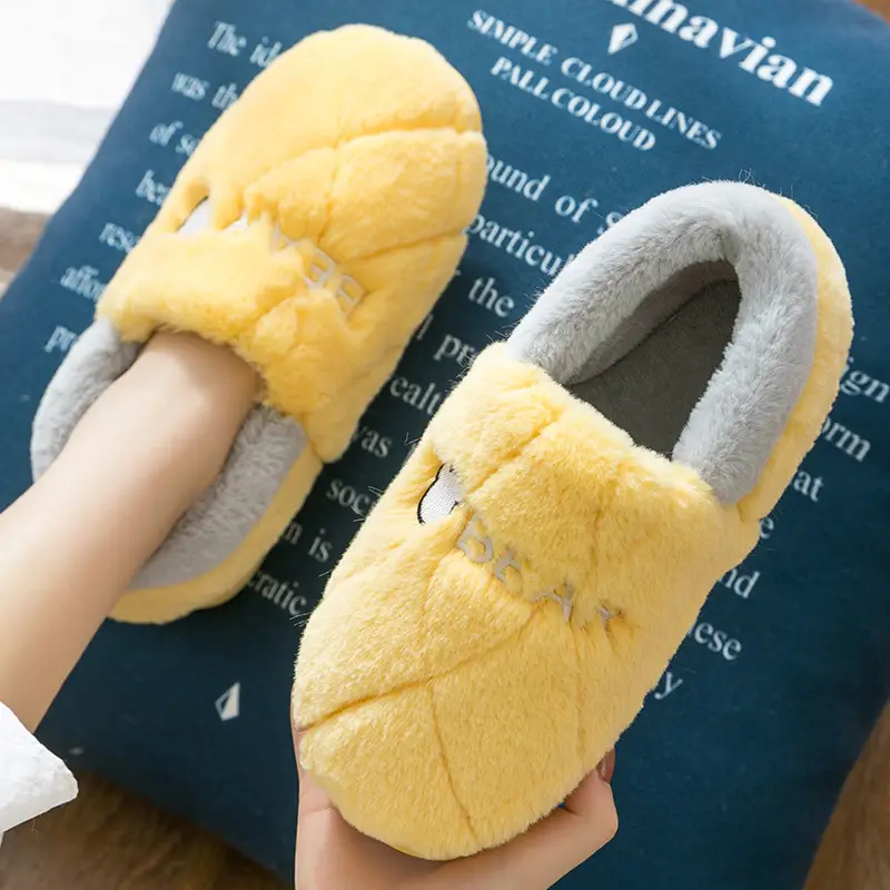 Winter bag heel indoor household thick-soled cotton slippers women's home slippers suede round head shoes Mao Mao Mao slippers wholesale - Image 2