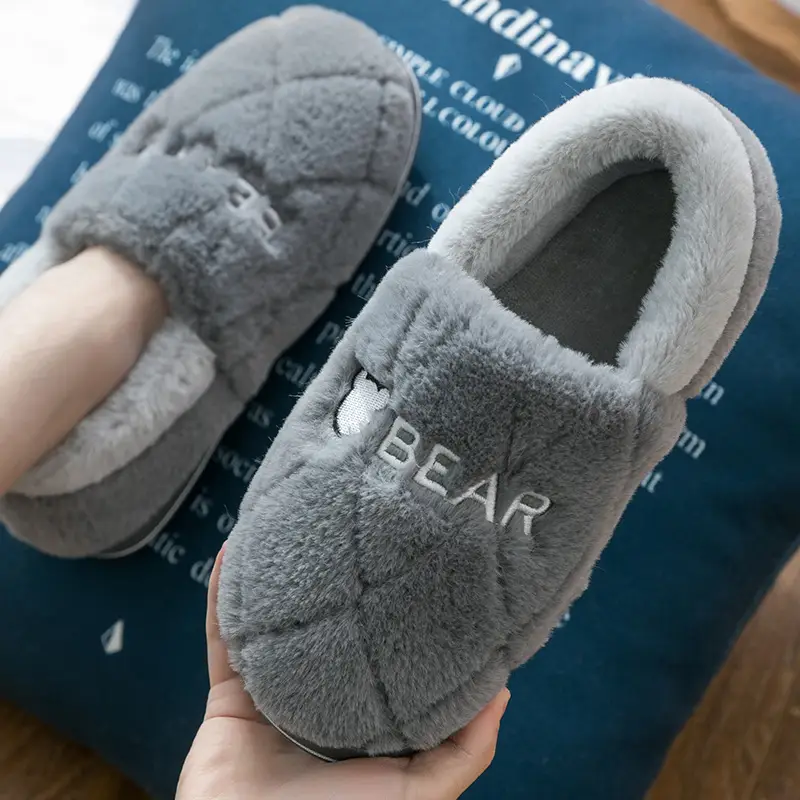 Winter bag heel indoor household thick-soled cotton slippers women's home slippers suede round head shoes Mao Mao Mao slippers wholesale - Image 4