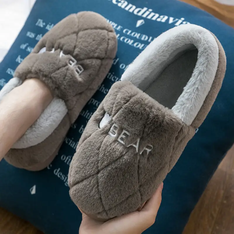 Winter bag heel indoor household thick-soled cotton slippers women's home slippers suede round head shoes Mao Mao Mao slippers wholesale - Image 5
