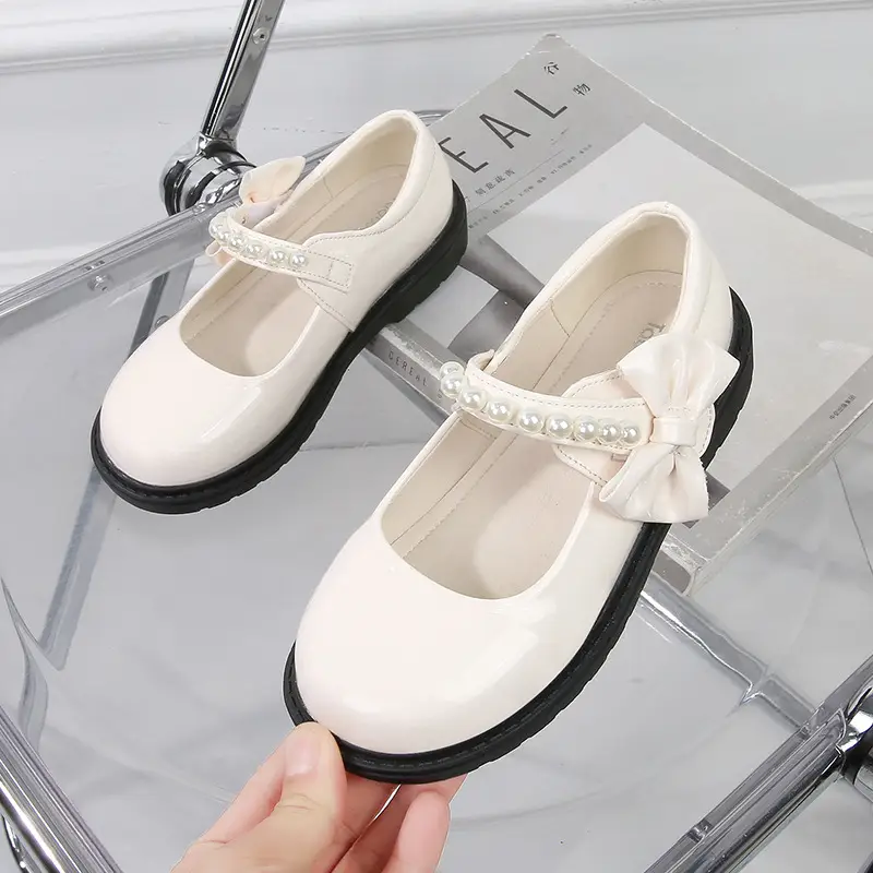 fleece-lined girls black leather shoes autumn and winter children Mary Jane Princess shoes student performance shoes school shoes performance cotton shoes