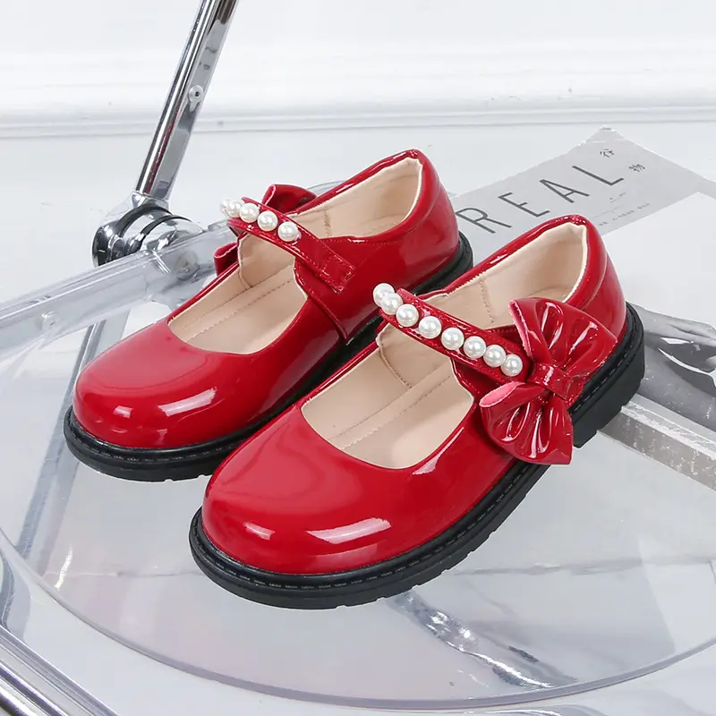 fleece-lined girls black leather shoes autumn and winter children Mary Jane Princess shoes student performance shoes school shoes performance cotton shoes