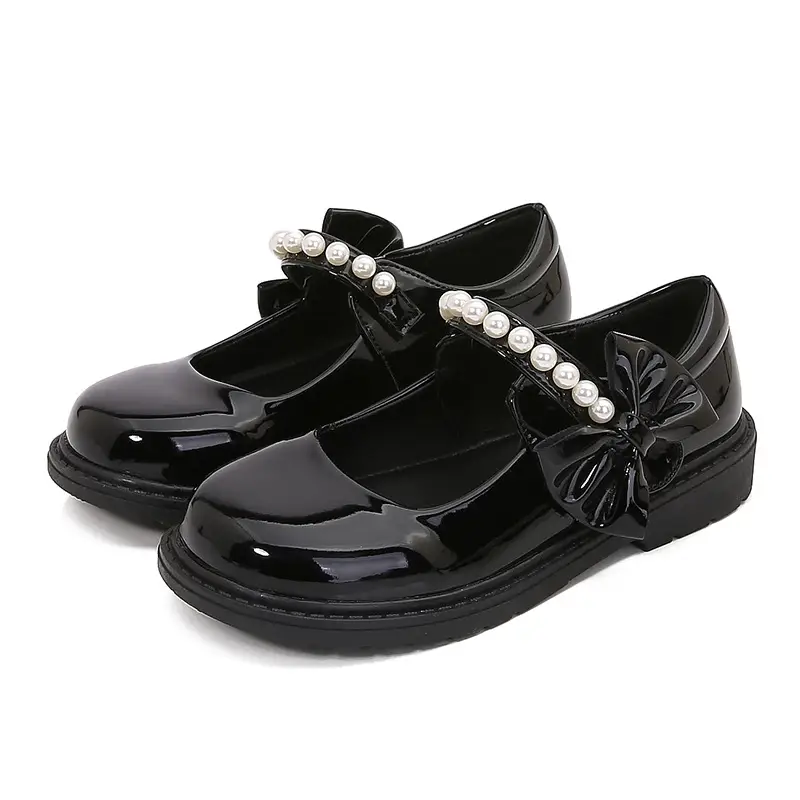 fleece-lined girls black leather shoes autumn and winter children Mary Jane Princess shoes student performance shoes school shoes performance cotton shoes