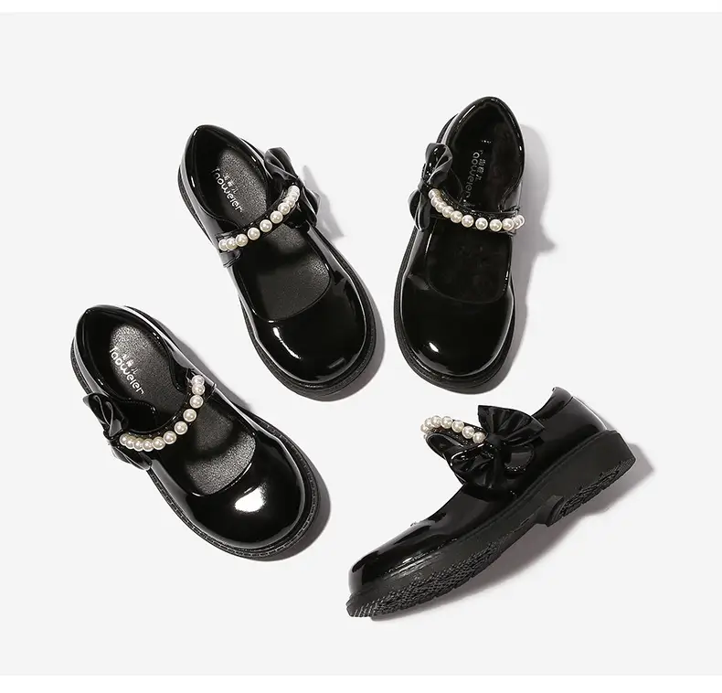 fleece-lined girls black leather shoes autumn and winter children Mary Jane Princess shoes student performance shoes school shoes performance cotton shoes — feature 13