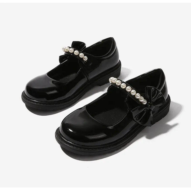 fleece-lined girls black leather shoes autumn and winter children Mary Jane Princess shoes student performance shoes school shoes performance cotton shoes — feature 14