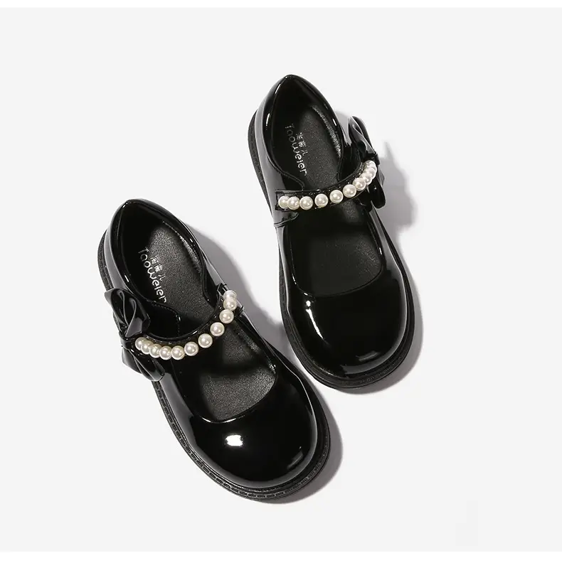 fleece-lined girls black leather shoes autumn and winter children Mary Jane Princess shoes student performance shoes school shoes performance cotton shoes — feature 15