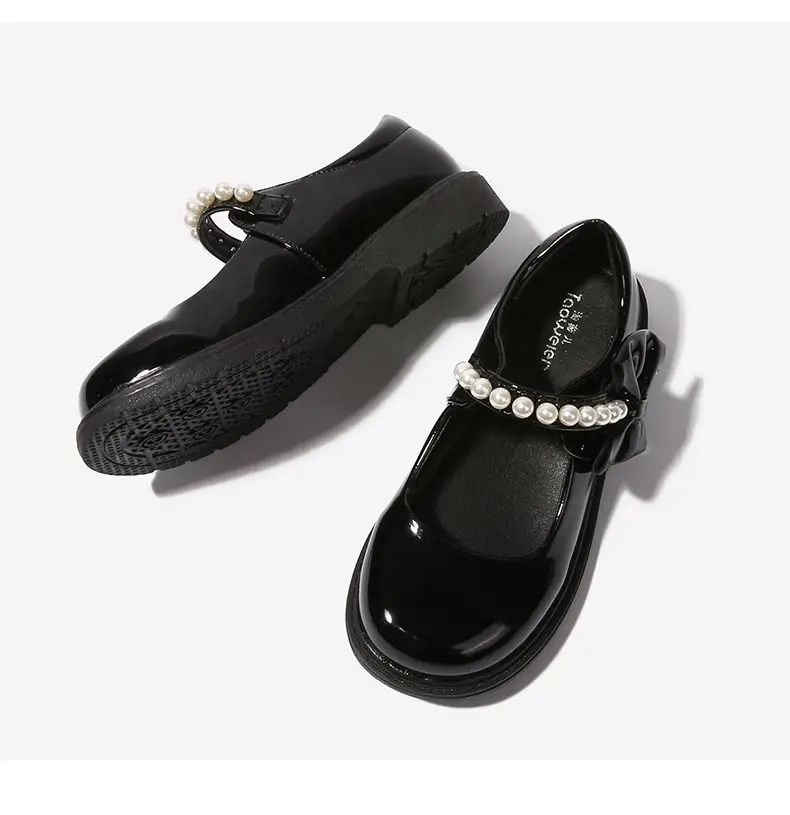 fleece-lined girls black leather shoes autumn and winter children Mary Jane Princess shoes student performance shoes school shoes performance cotton shoes — feature 18
