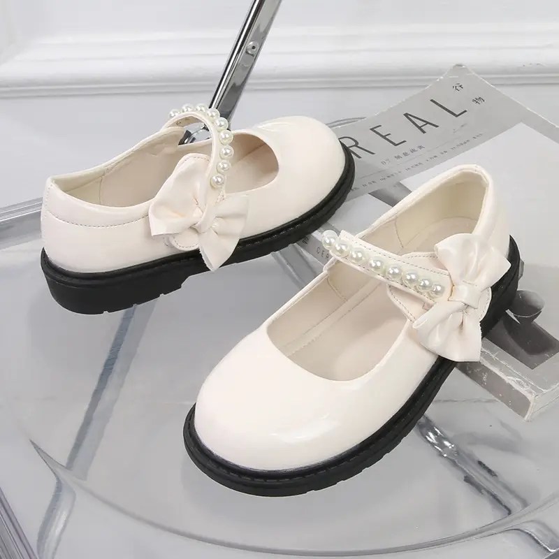 fleece-lined girls black leather shoes autumn and winter children Mary Jane Princess shoes student performance shoes school shoes performance cotton shoes — feature 24