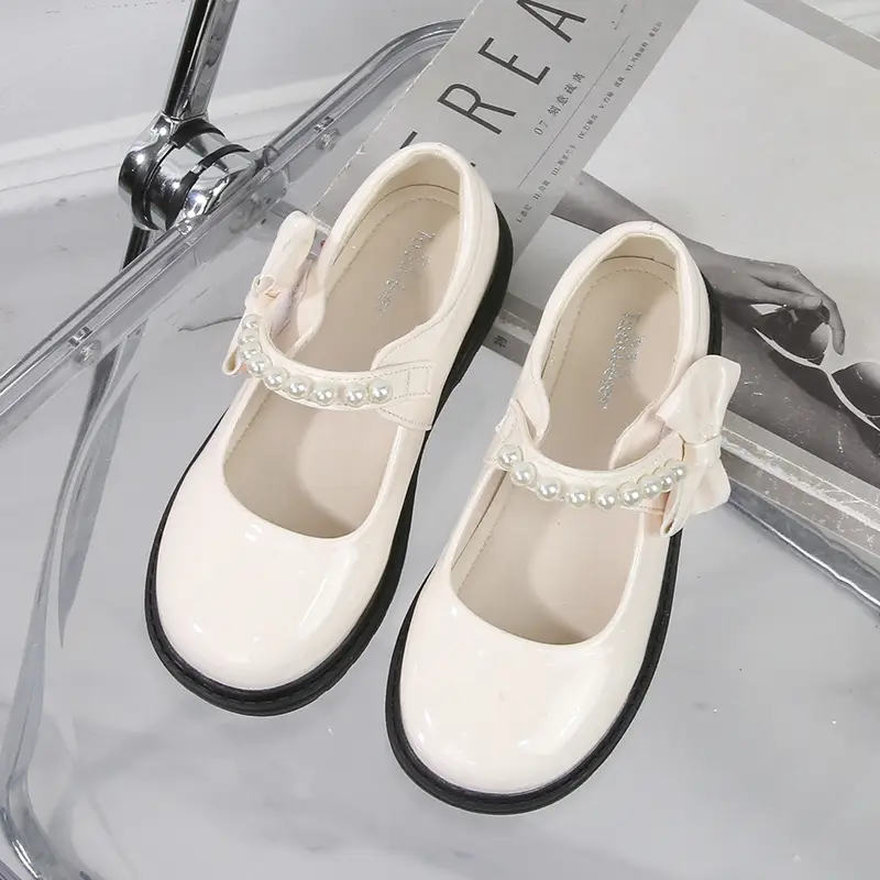 fleece-lined girls black leather shoes autumn and winter children Mary Jane Princess shoes student performance shoes school shoes performance cotton shoes — feature 25